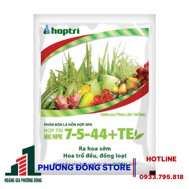 Phân bón lá hỗn hợp HỢP TRÍ HK NPK 7-5-44+TE - gói 40g, gói 250g