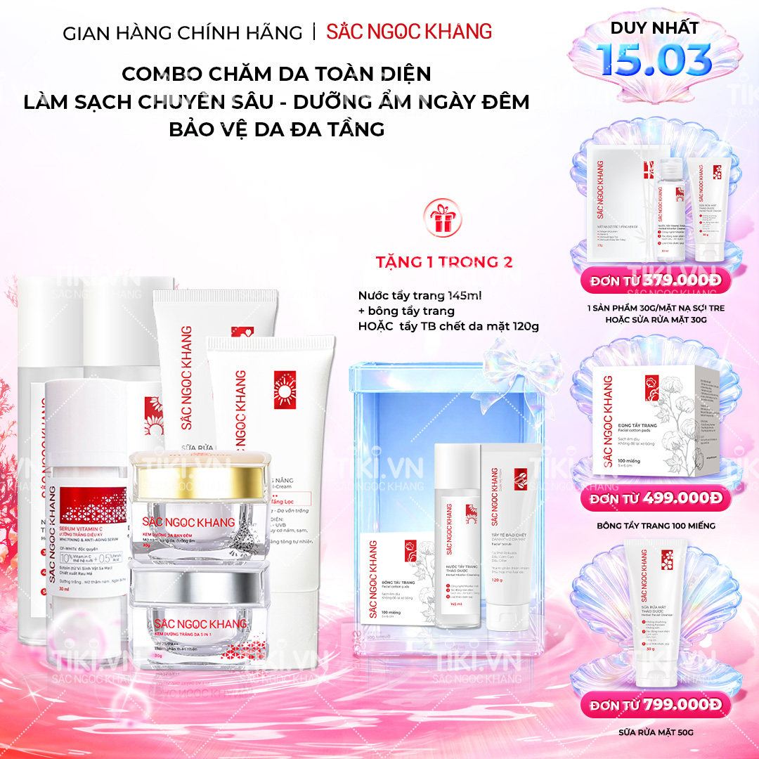 [COMBO 7 món] Chăm sóc da toàn diện dưỡng da cơ bản + kem dưỡng da ban ngày (30ml) + ban đêm (30g) + Serum dưỡng trắng diệu kì 30ml
