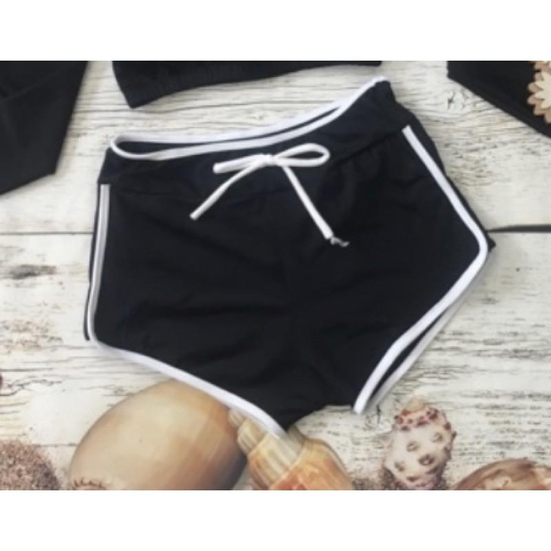 Bikini đi biển 2 mảnh kín đáo - Đồ bơi nữ tay dài váy xòe - Áo bơi croptop đen trơn có size - shopnabi TD2MVX_CDEN