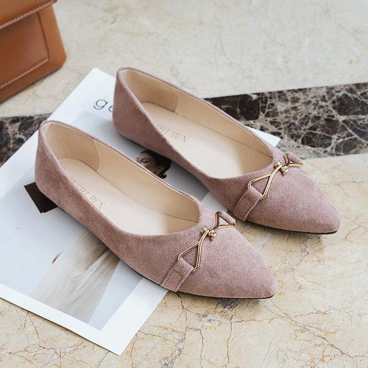 Giày Da Lộn Đế Thấp Mũi Nhọn Thời Trang Thanh Lịch Cho Nữ
