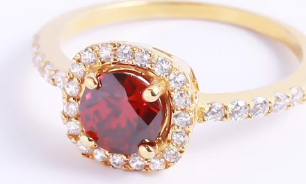 Nhẫn bạc đẹp cho nữ đính đá Cz đỏ cao cấp tphcm Gix Jewel N14