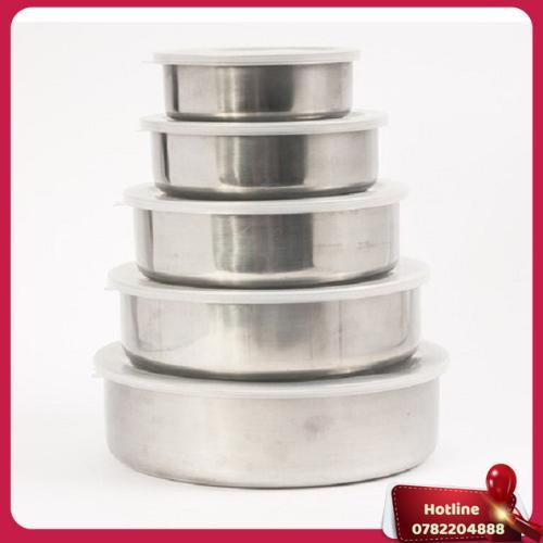 Sản Phẩm Bát Inox 5 Món Có Nắp Đậy - Miễn Phí Vận Chuyển