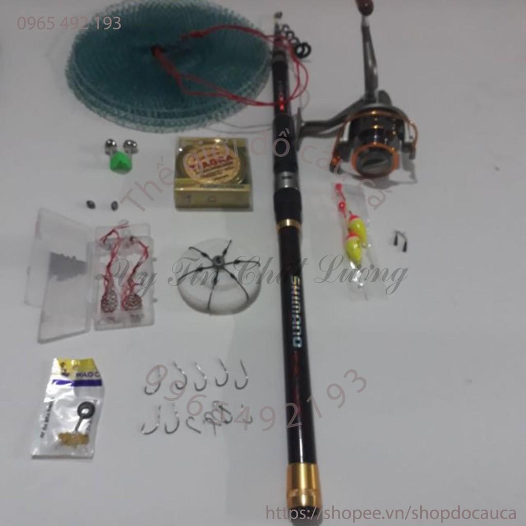 Bộ cần câu rút shimano 3m và máy yumoshi lc6000 kèm phụ kiện
