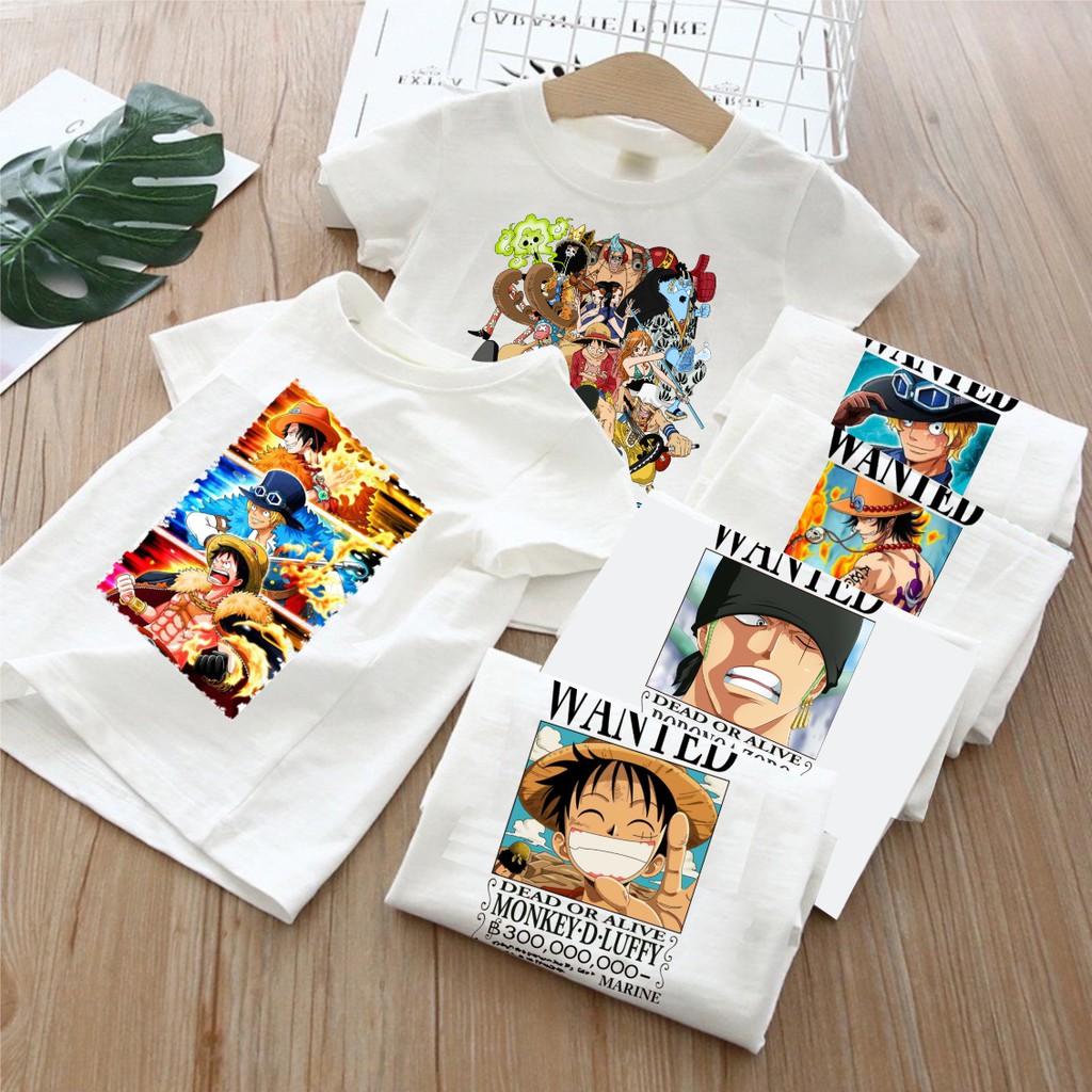 Áo thun One Piece Vua Hải Tặc Luffy Zoro Sabo Ace Anime Cho Bé Trai Bé Gái Có Size Từ 10kg