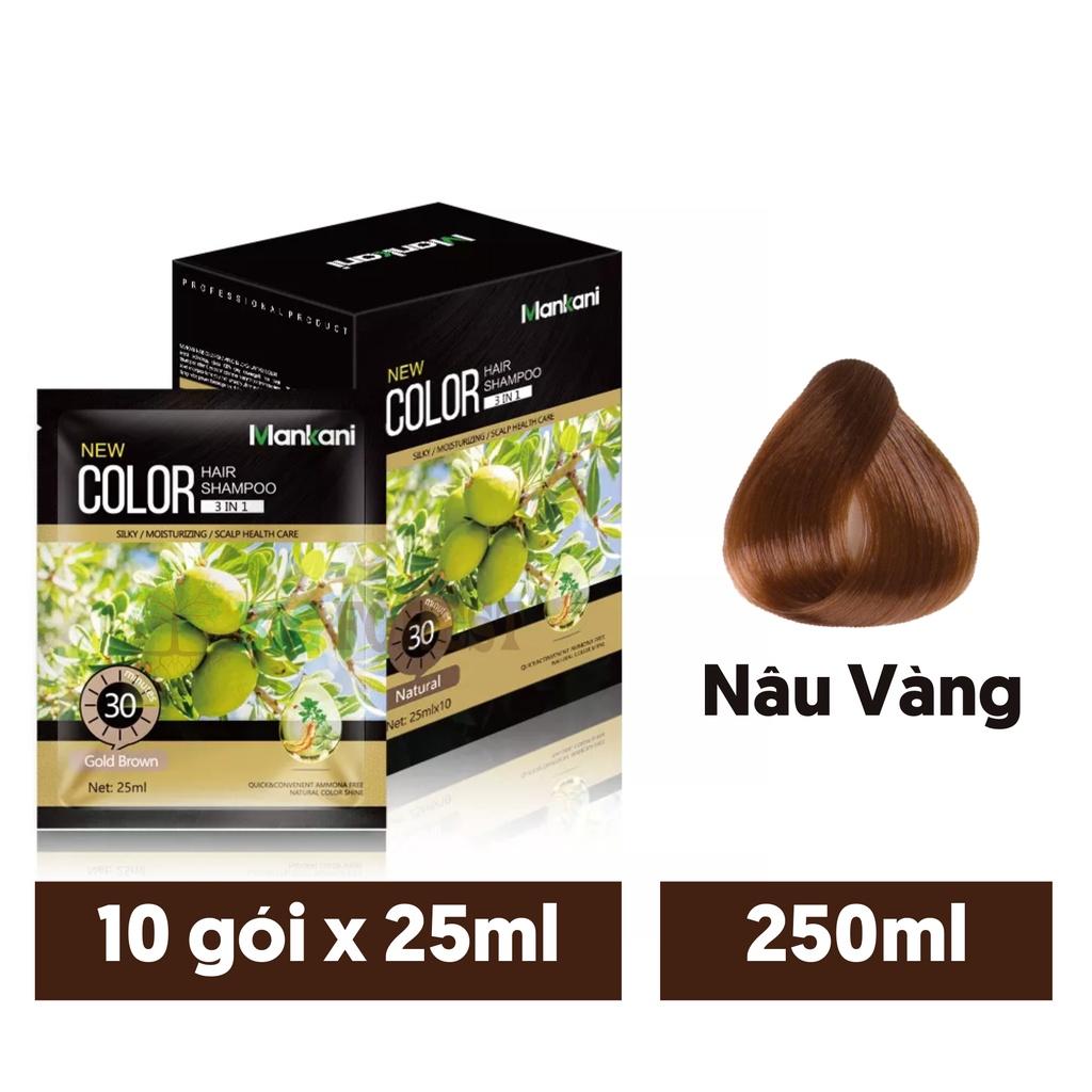 Hộp Dầu Gội Nhuộm Tóc, Thảo Dược Màu Nâu Vàng, Mankani [250ml - Chính Hãng]