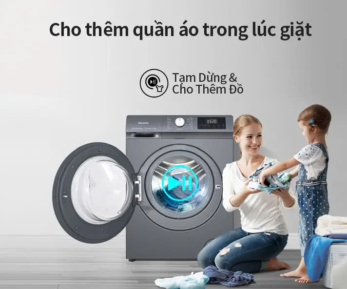 Máy giặt Hisense Inverter Pro 10.5 kg WF105N1 Giặt hơi nước diệt khuẩn, bảo hành 3 năm - HÀNG CHÍNH HÃNG