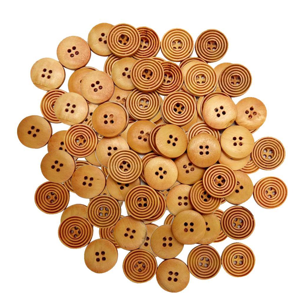 100 Pieces Natural Wood Buttons 20mm Sewing, Embellishments and Other Crafts