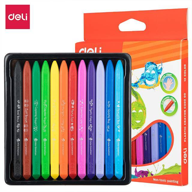 Bút sáp dầu Plastic Deli - 12 màu/18 màu/24 màu - 1 hộp