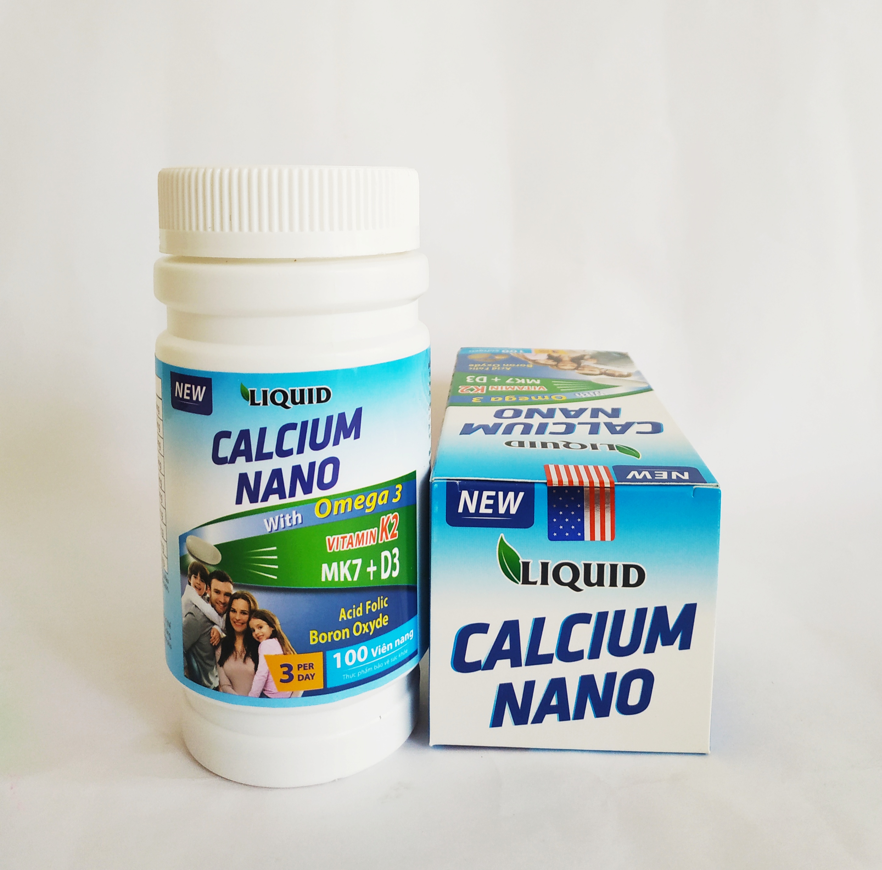 Viên Uống Bổ Sung Canxi Nano, D3, Vitamin K2 , Omega 3 Cho Mọi Đối Tượng – Liquid Calcium Nano With Omega3 – Lọ 100 Viên