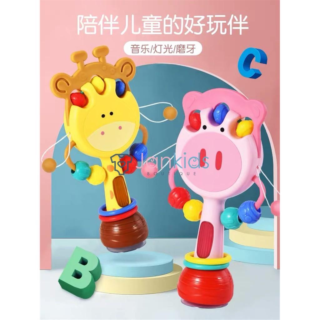 Đồ chơi xúc xắc cầm tay có đèn kèm gặm nướu 2 trong 1 BABYTRY cho bé trên 18 tháng tuổi