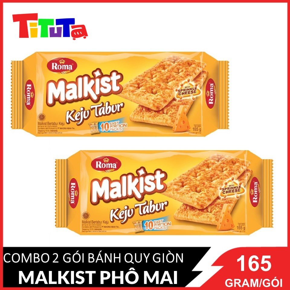 Combo 2 gói bánh quy giòn phô mai Roma Malkist (Vàng) 165gX2