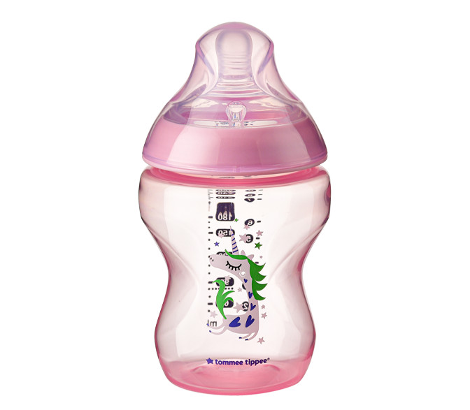 Bình sữa ty siêu mềm tự nhiên Tommee Tippee Closer to Nature 260ml, núm ty đi kèm 3-6 tháng – Tím