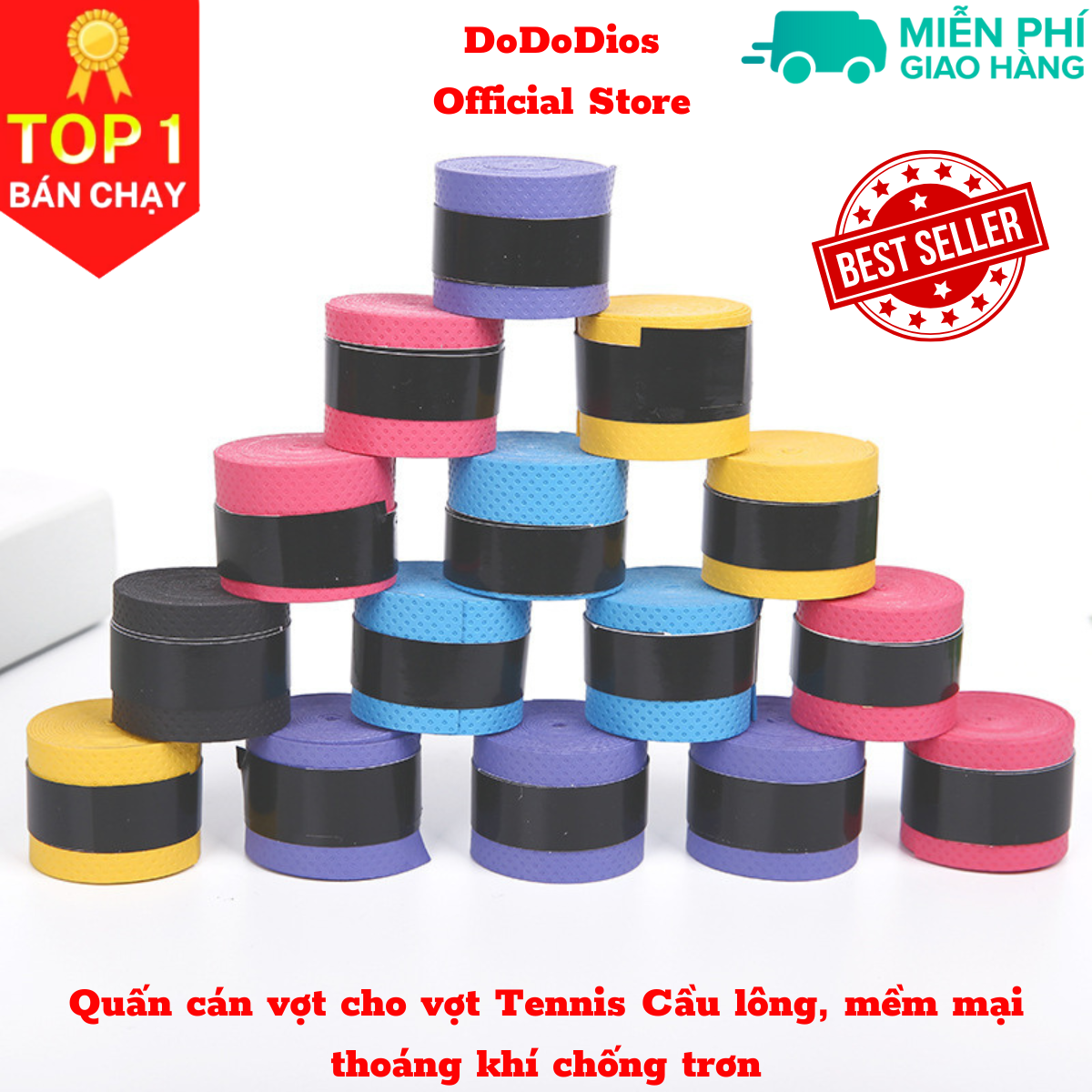 10 dây quấn cán vợt cầu lông, dây quấn cán vợt tennis chống trượt thấm hút mồ hôi, tạo cảm giác êm ái và trợ lực khi đánh bóng - Chính hãng dododios