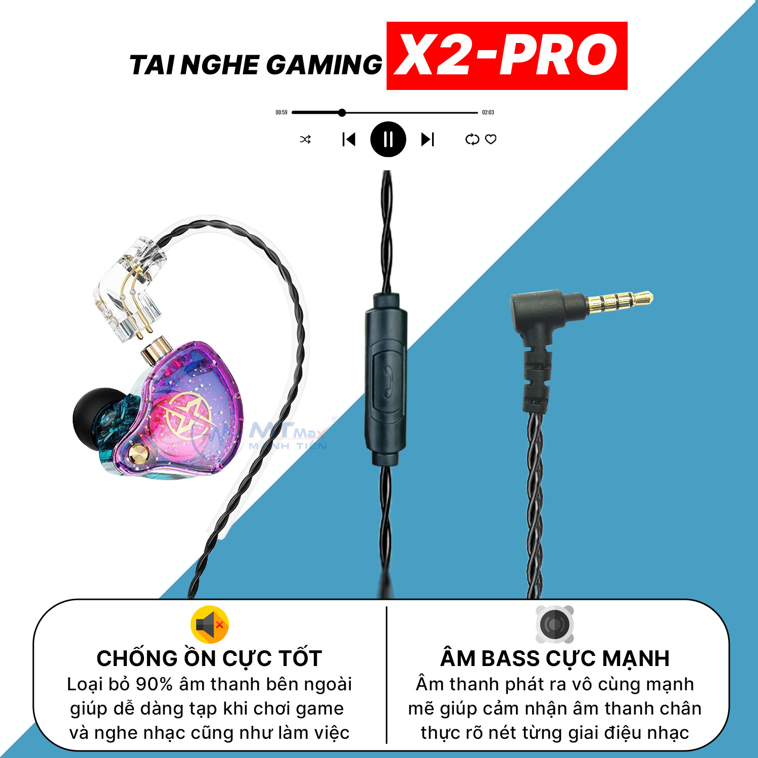 Tai Nghe Gaming X2 Pro Có Micro - Tai Nghe Nhét Tai Nghe Nhạc Thiết Kế Cong Thái Học Âm Bass Mạnh Mẽ Chống Ồn Cực Tốt Giá Rẻ Nhất Năm 2024 hàng chính hãng