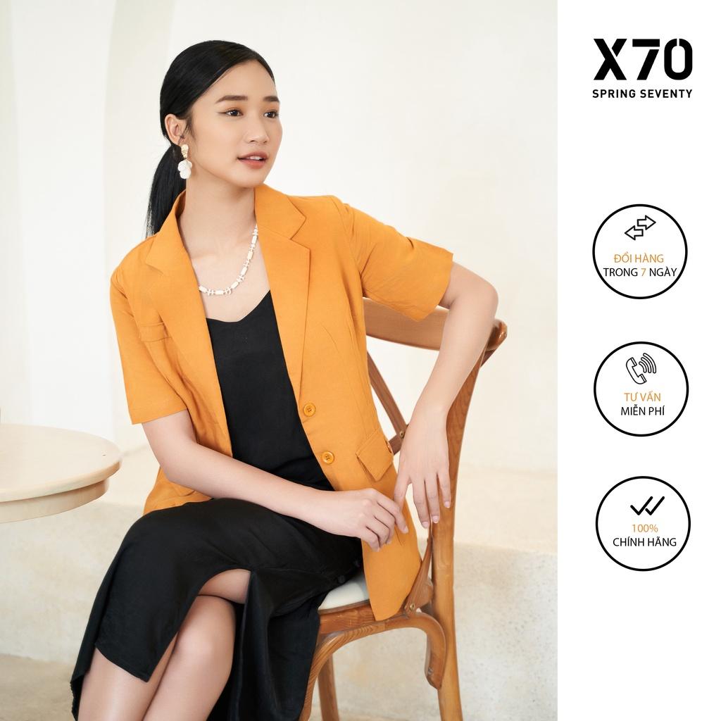 Áo Blazer Nữ Linen Kiểu Dáng Tay Ngắn Thiết Kế Đính Nút Thời Trang X70 - 02660001