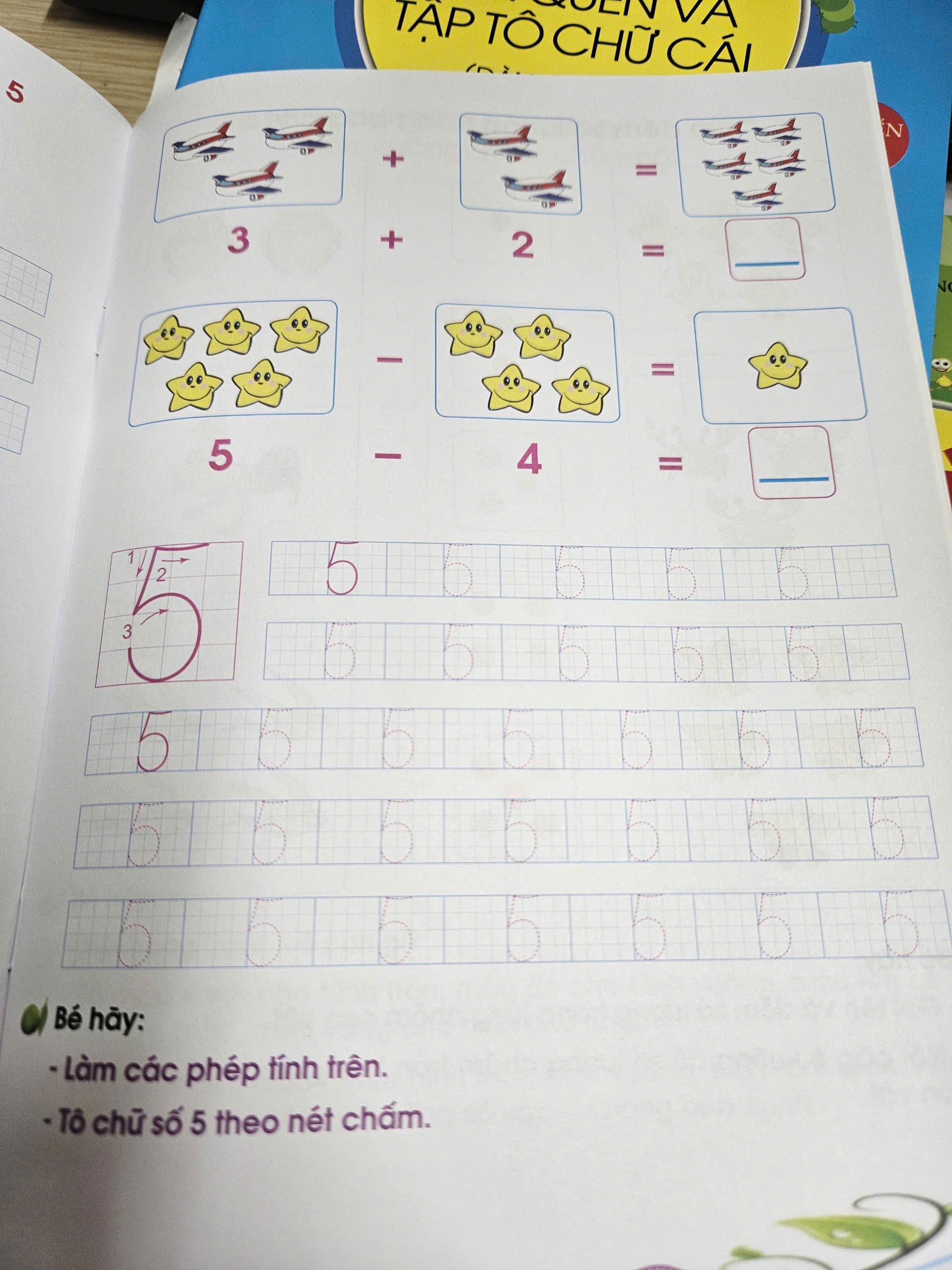 Bộ sách 4 cuốn: Bé làm quen và tập tô chữ cái, chữ số (Dành cho bé chuẩn bị vào lớp 1)