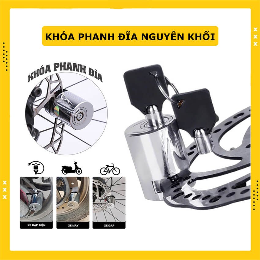 Khóa phanh đĩa xe máy chống trộm Moto Lock chất liệu thép nguyên khối, khóa chống trộm cho xe mô tô, xe đạp chống cắt