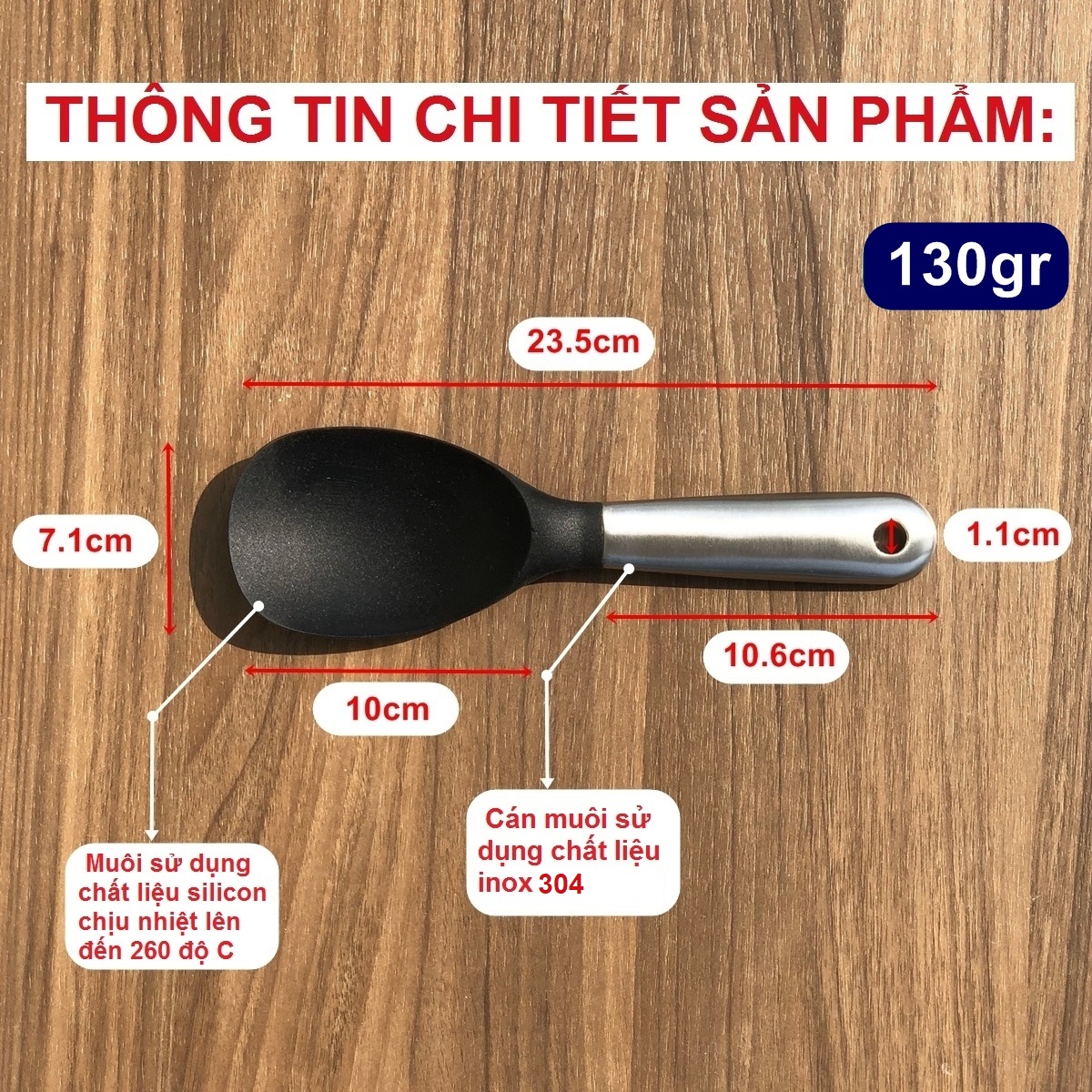 Muỗng silicon DandiHome cao cấp chịu nhiệt cực tốt dùng để nấu ăn