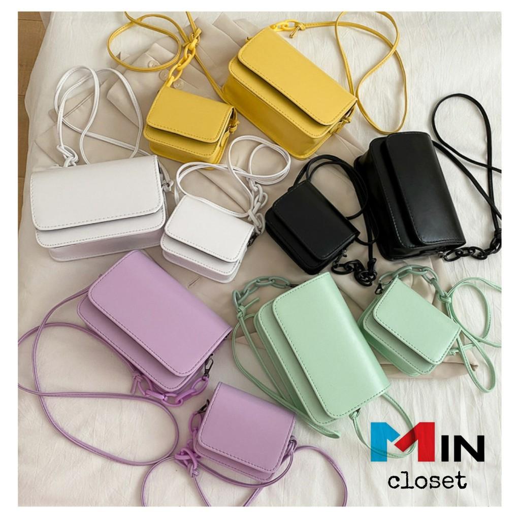 Túi Xách Nữ 50K - TÚI ĐEO CHÉO DÂY PHA XÍCH ULZZANG CÁ TÍNH KT 12CM TD04