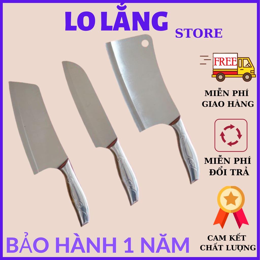 Bộ 3 dao thái siêu bén đúc bằng thép không gỉ gia công kĩ cán hoa made in Thái Lan siêu bền cao cấp