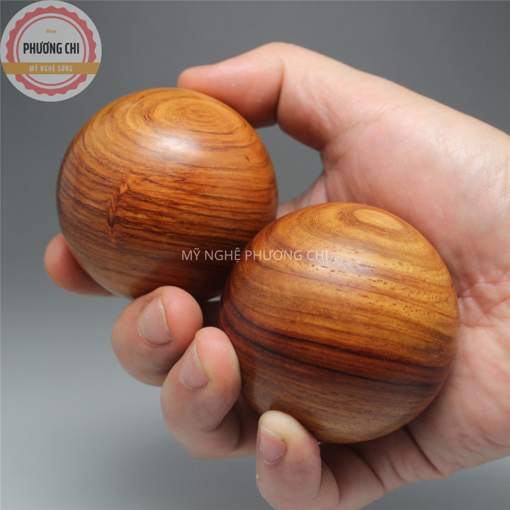 Combo 2 Quả Bi Lăn Tay Mát Xa Gỗ Hương Đỏ Giảm Nhức Mỏi Bàn Tay | Mỹ Nghệ Phương Chi