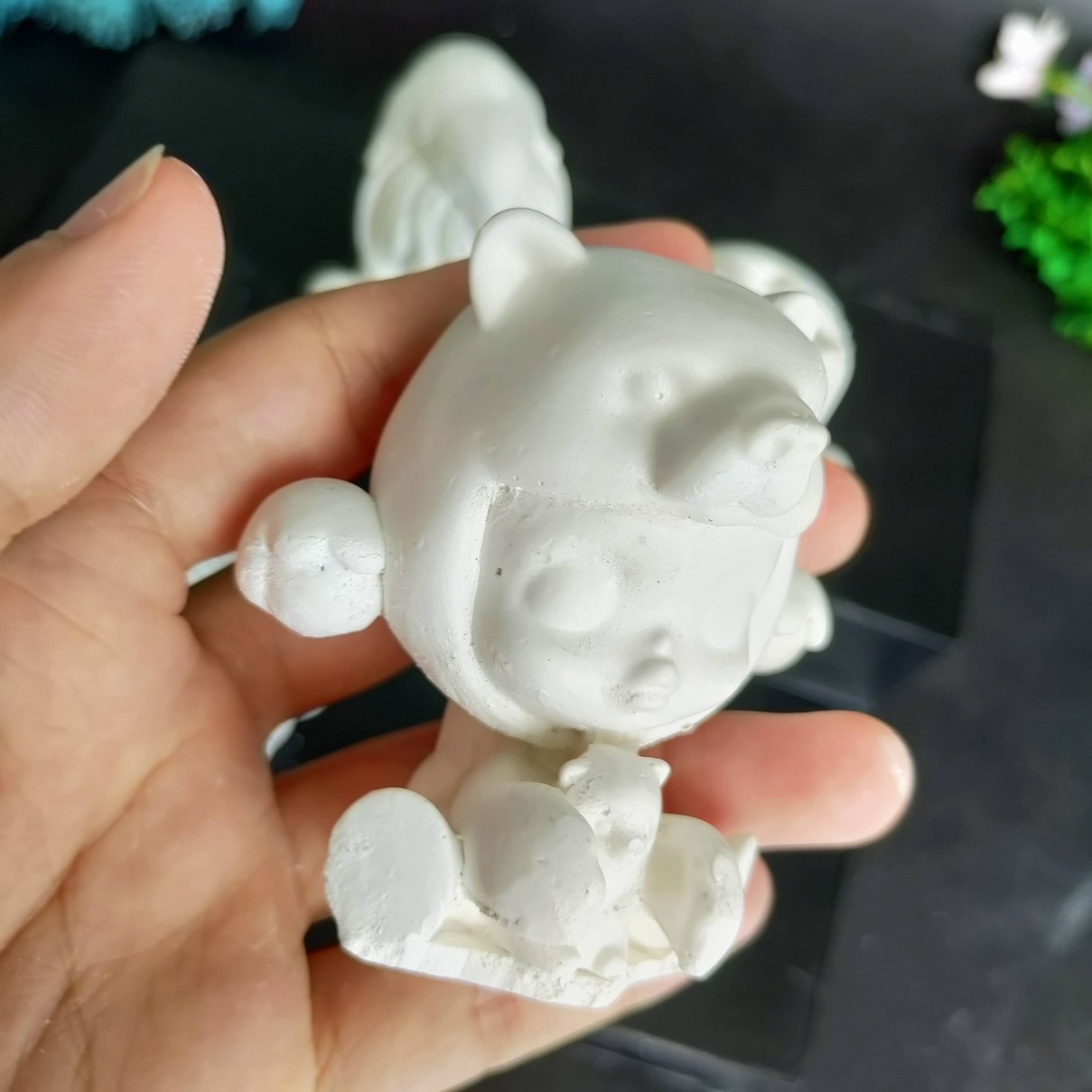 Tượng tô màu, SET 5 MẨU  SKULLPANDA 3D, size S, tượng thạch cao Trắng Đẹp Mịn