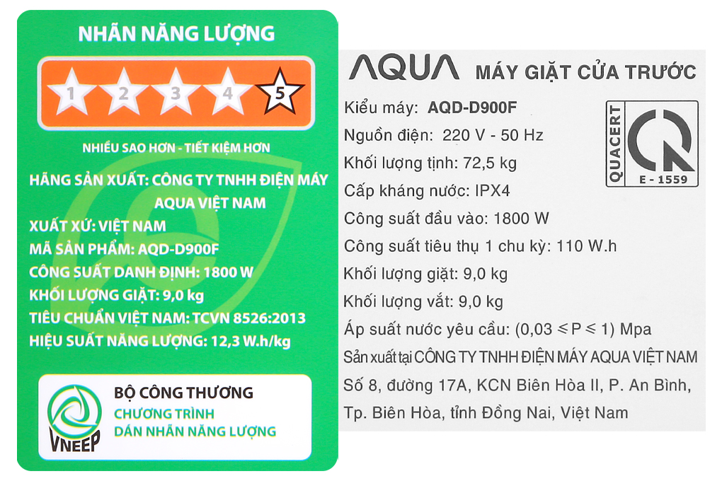 Máy giặt Aqua Inverter 9 kg AQD-D900F S - Hàng chính hãng(Giao Toàn Quốc)