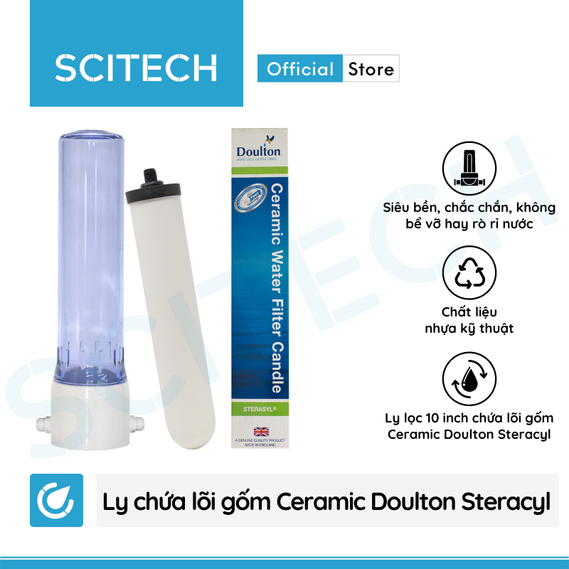 Ly lõi gốm Ceramic Doulton Steracyl 10 inch kèm 2 co nối - Hàng chính hãng