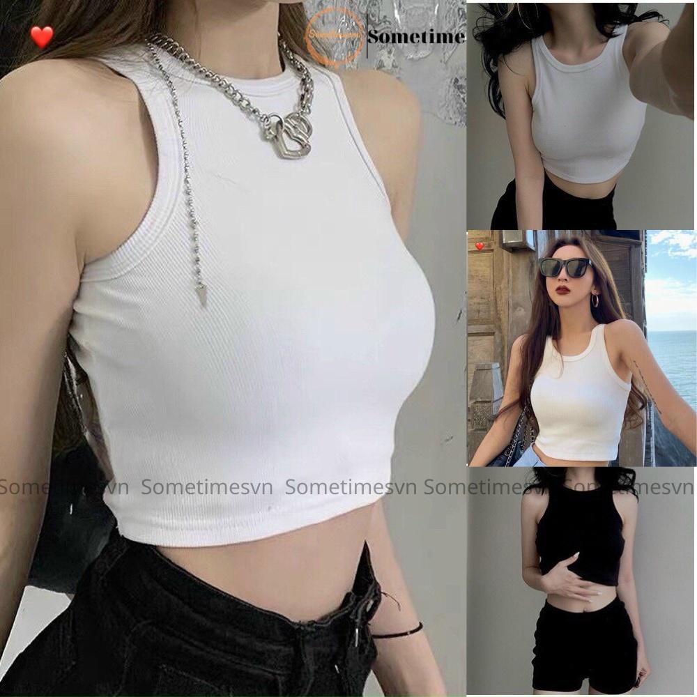 Áo croptop Ba Lỗ nữ kiểu sexy ôm body tank top trơn,Áo CP02 kiểu hàn quốc vải cotton cổ tròn mặc đi chơi,tập gym,đi biển - CP02 Hồng