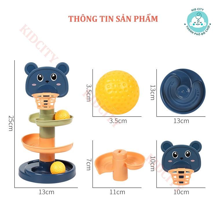 Thả bóng xoay tròn nhiều tầng, Tháp bóng lăn và đồ chơi bóng rổ cho bé