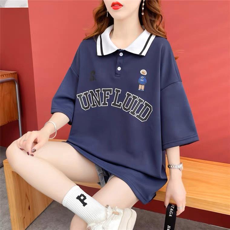 Áo Polo Cộc Tay In Chữ UNFLUID Dáng Rộng