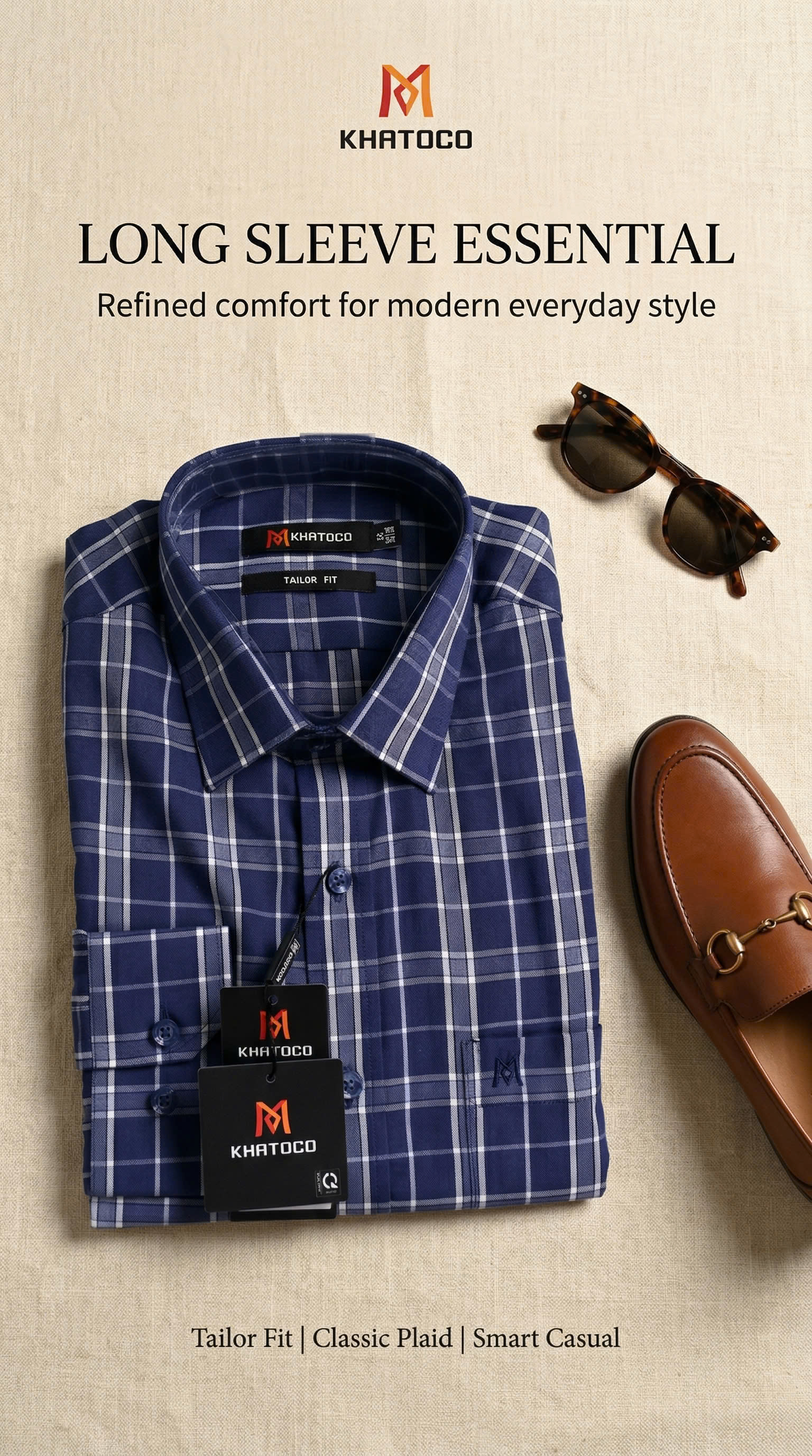 Áo sơ mi tay dài Khatoco Sale 20% 375K(Giá tem 468K) (S-2XL)