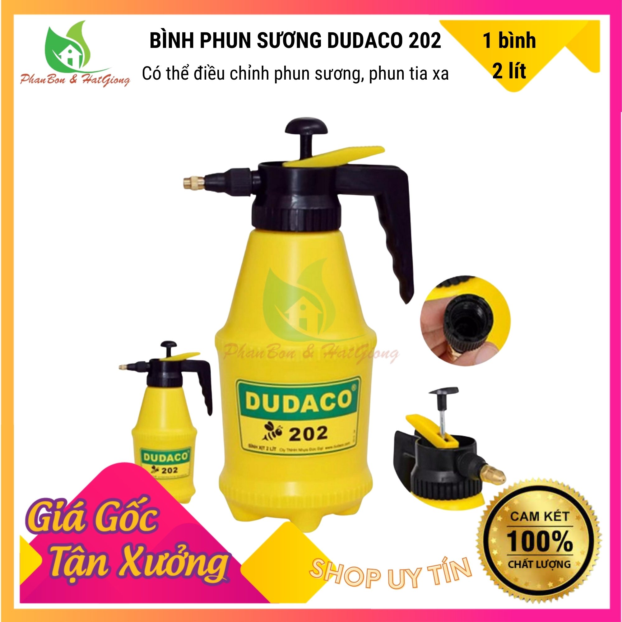 Bình Xịt Phun Sương Tưới Nước, Tưới Cây Dudaco 202 (2L) - Shop Phân Bón và Hạt Giống