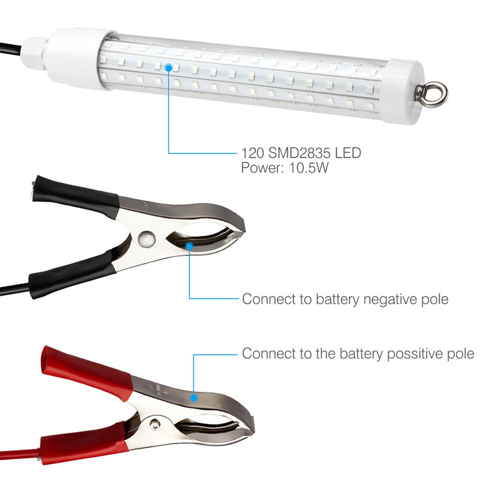 12V White LED Underwater Submersible Fishing Light Night Crappie Shad Squid Lamp