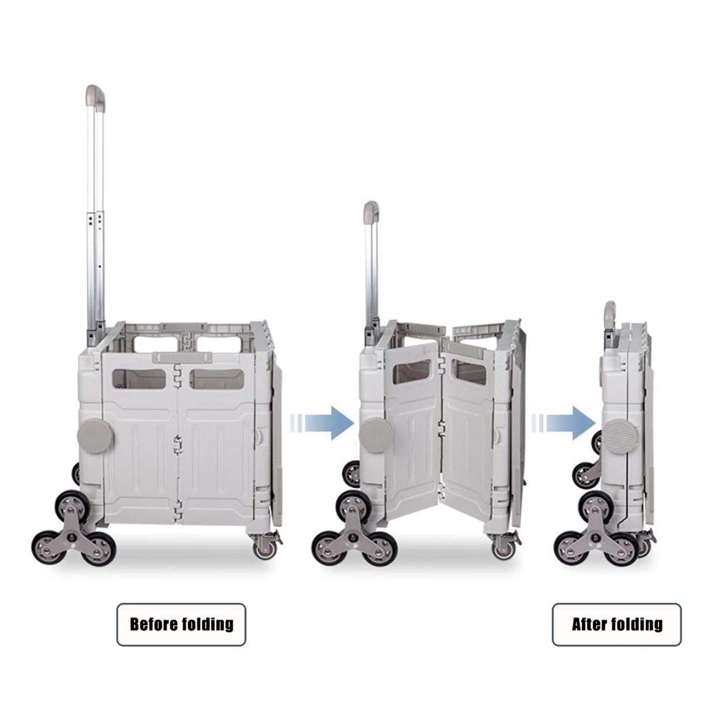 Xe đẩy hàng leo cầu thang 50L Portable Grocery Box Cart Lightweight Shopping Trolley