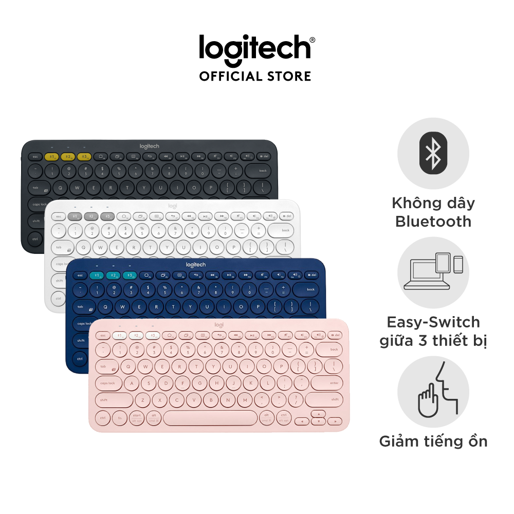 Bàn phím không dây Bluetooth Logitech K380 - Kết nối 3 thiết bị, giảm ồn, gọn nhẹ dễ mang đi, phù hợp Mac/ PC/ Laptop/ Điện thoại - Hàng chính hãng - Màu Hồng