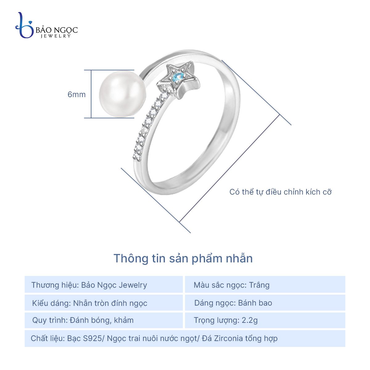 Bộ Trang Sức Bạc Ngọc Trai Nuôi Tự Nhiên Hình Ngôi Sao, Combo 3 Món Trang Sức Nữ Bạc Ý - BNT2744 - Bảo Ngọc Jewelry