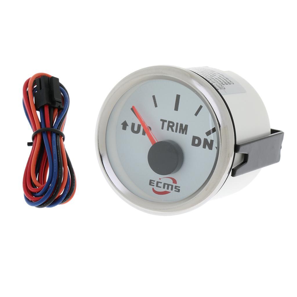 2" 52mm  Electric Trim Level Gauge for Marine Boat White Face#1