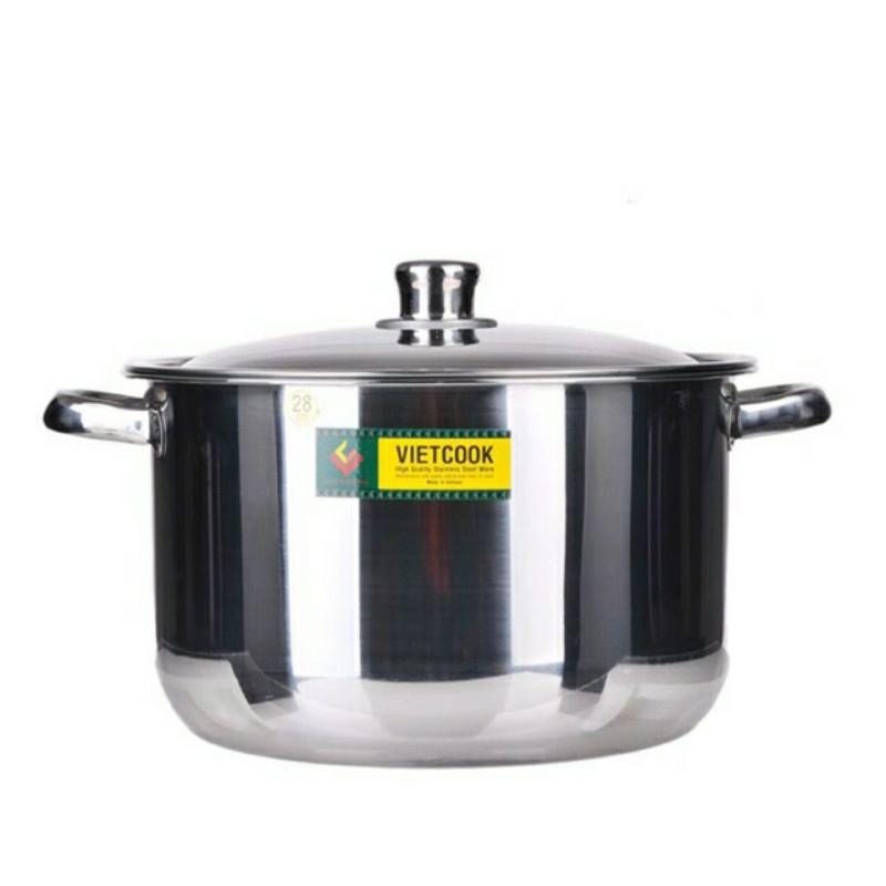 NỒI LUỘC GÀ,NỒI INOX CAO CẤP Đáy Từ SIZE 28,30,32 VIETCOOK,NỒI 10 LIT, 12L,15L(CHINH HÃNG VN)