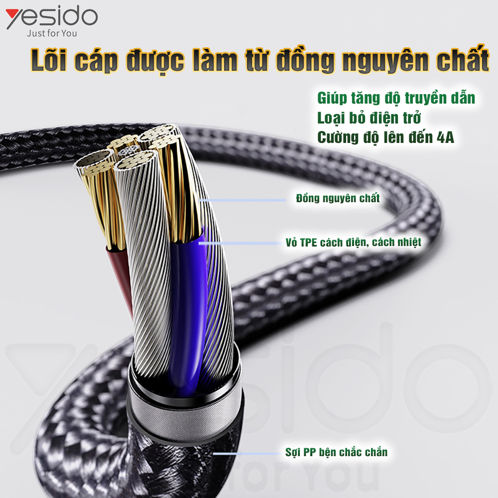 Cáp sạc Đa năng 4 trong 1 CA-111 Hai đầu Lining Hai đầu Type-C Có thể sạc cùng lúc 4 thiết bị Hàng Chính Hãng