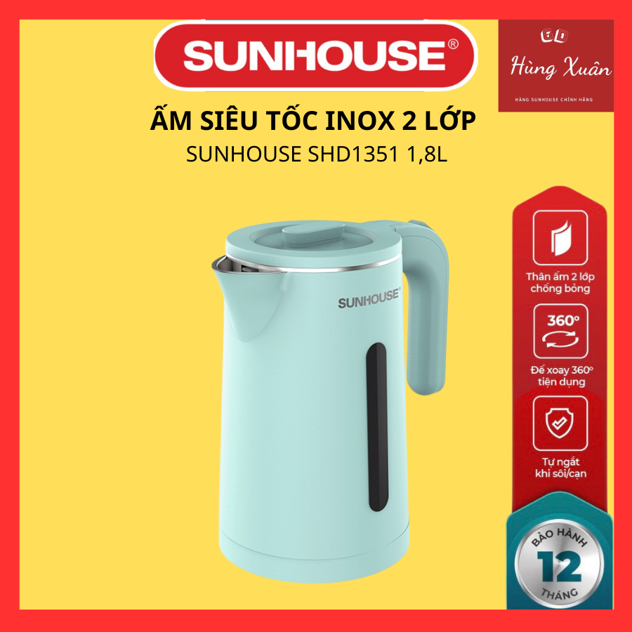 Bình đun siêu tốc Sunhouse 1.8 lít SHD1351 - Hàng chính hãng