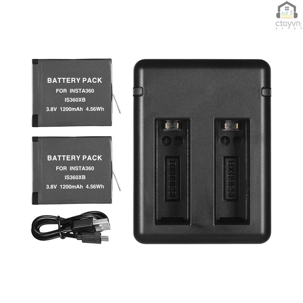 Bộ sạc pin máy ảnh hai pin với 2 pin USB cho Insta360 one X