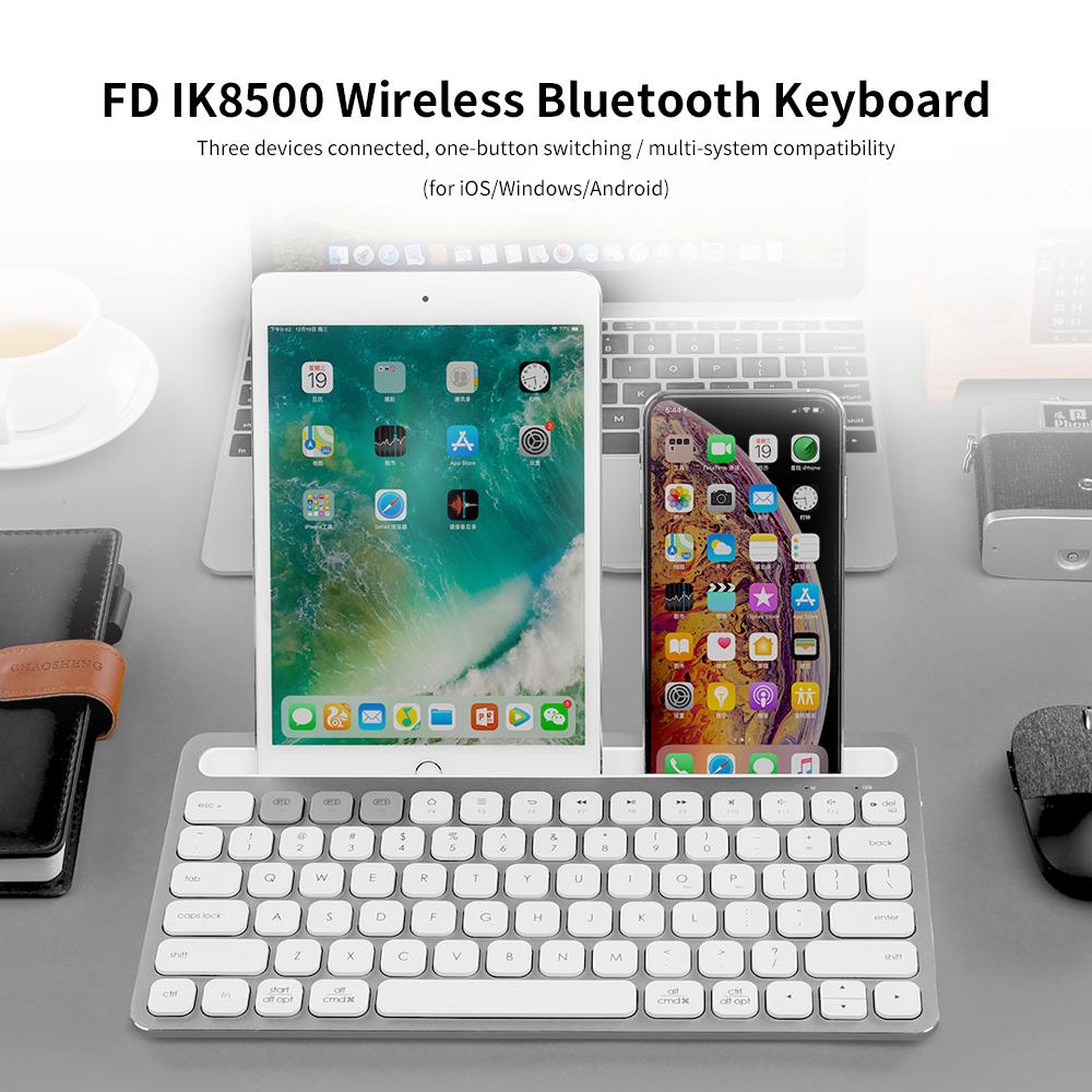 Bàn phím Bluetooth không dây FUDE iK8500 siêu mỏng Bàn phím tích hợp pin có thể sạc lại Thiết kế tiện dụng Ổn định - Màu bạc