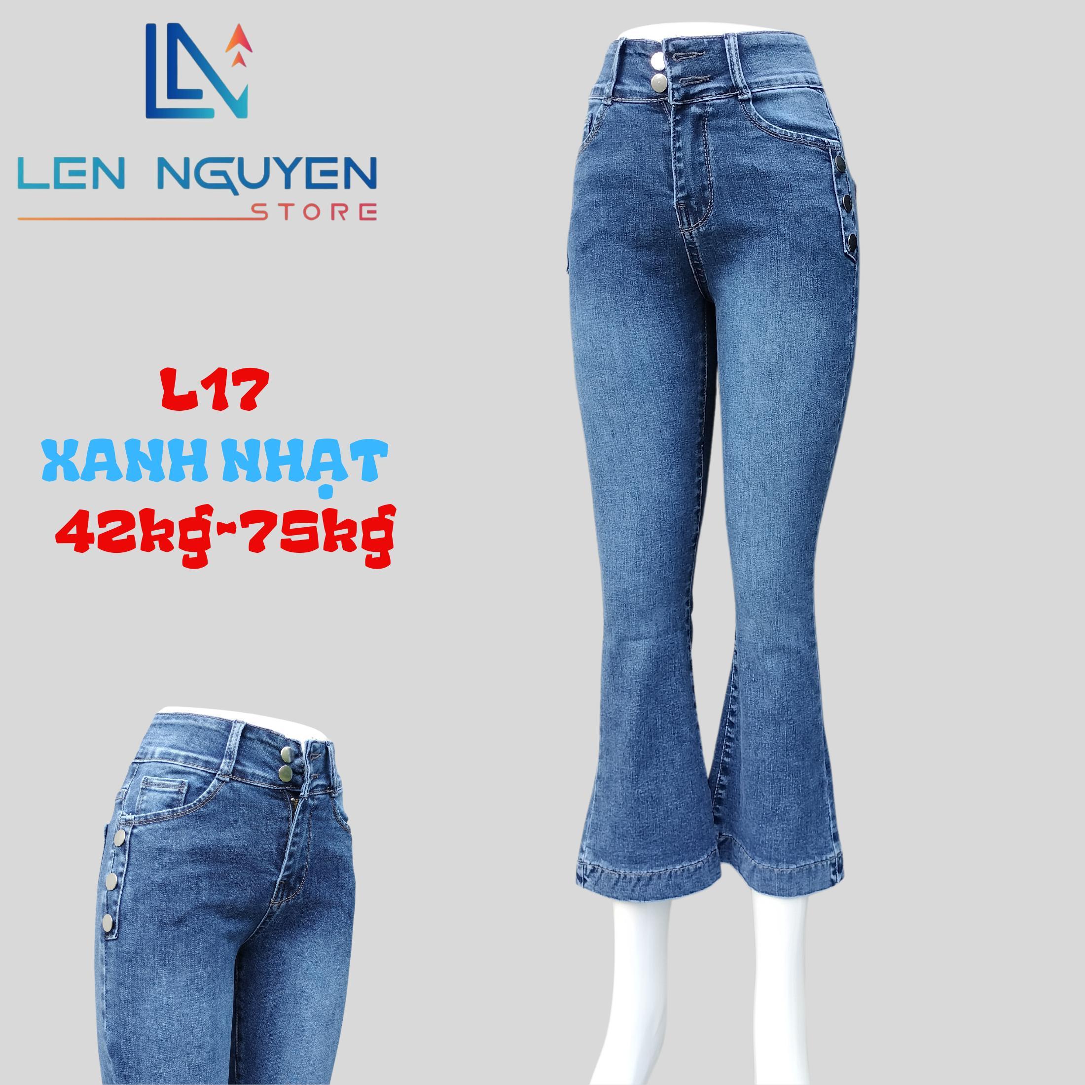 L17_Quần jean nữ, loe, lưng cao, quần bò nữ dáng ôm, quần rin nữ có big size, cho 42kg đến 75kg,LEN  - Xám