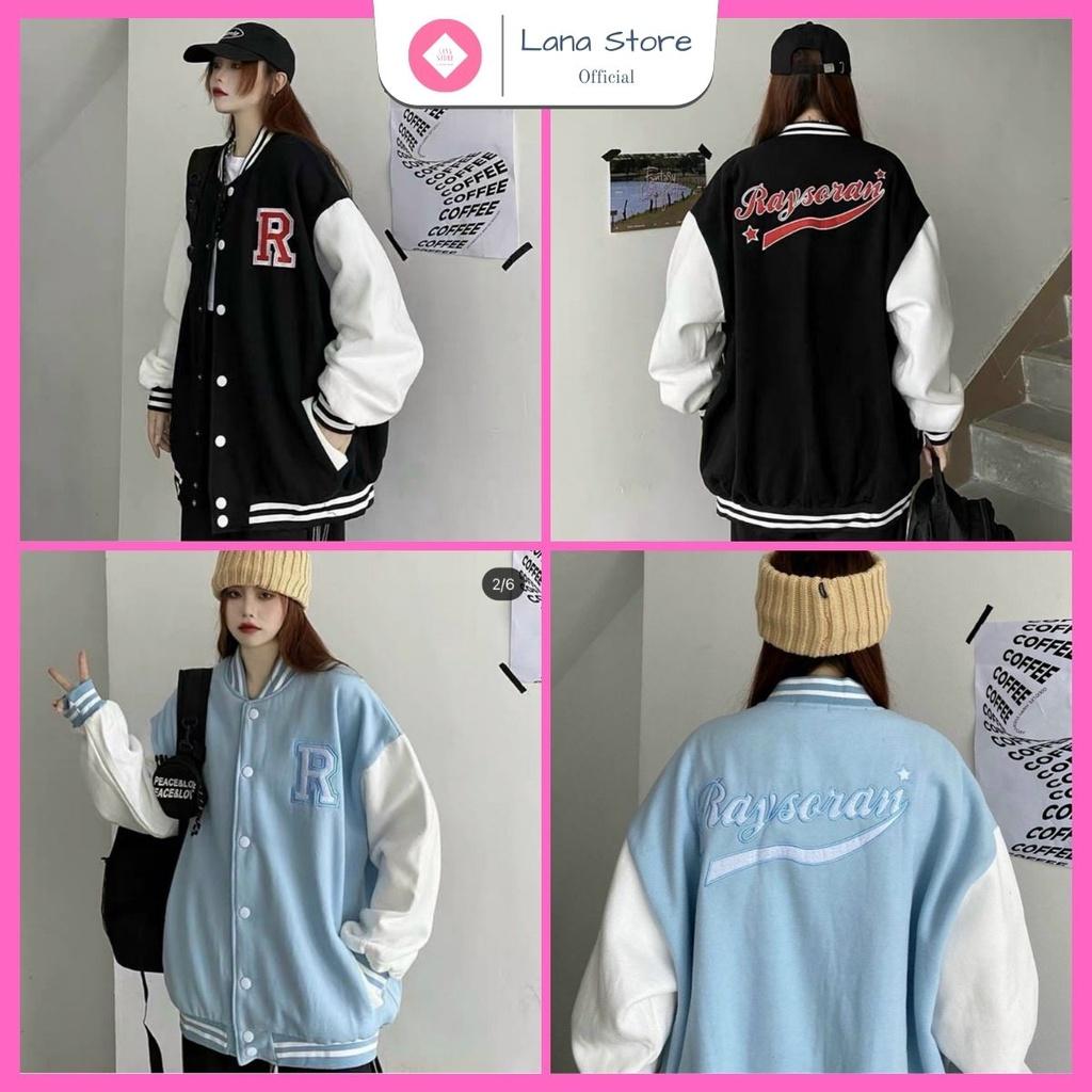 Áo Khoác Bomer Thêu Chữ R Raysoran Chất Nỉ Bông Form Unisex