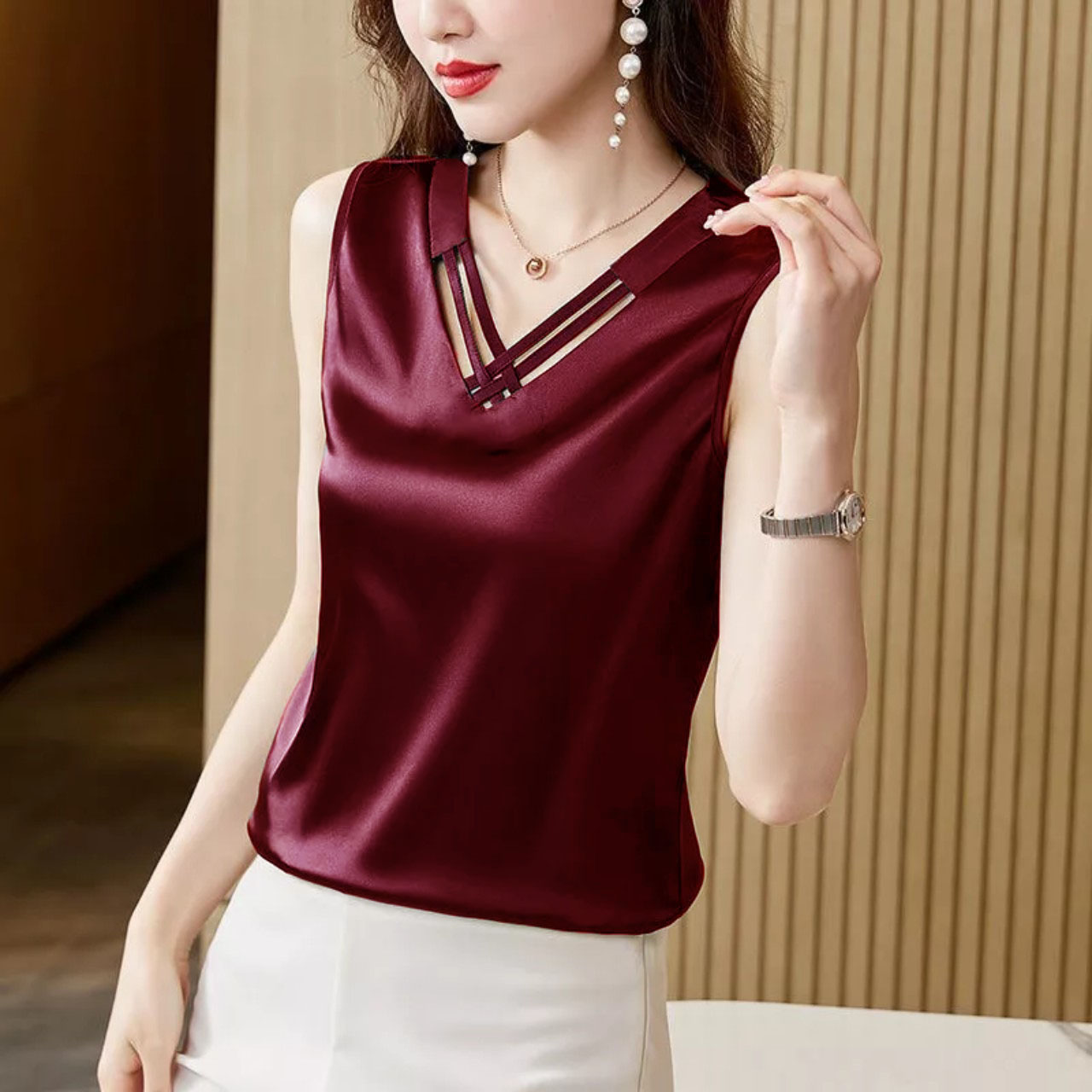 Áo kiểu nữ đẹp chất lụa Latin mềm,mịn,mát Áo kiểu nữ Hàn Quốc Storevanshop AO0004
