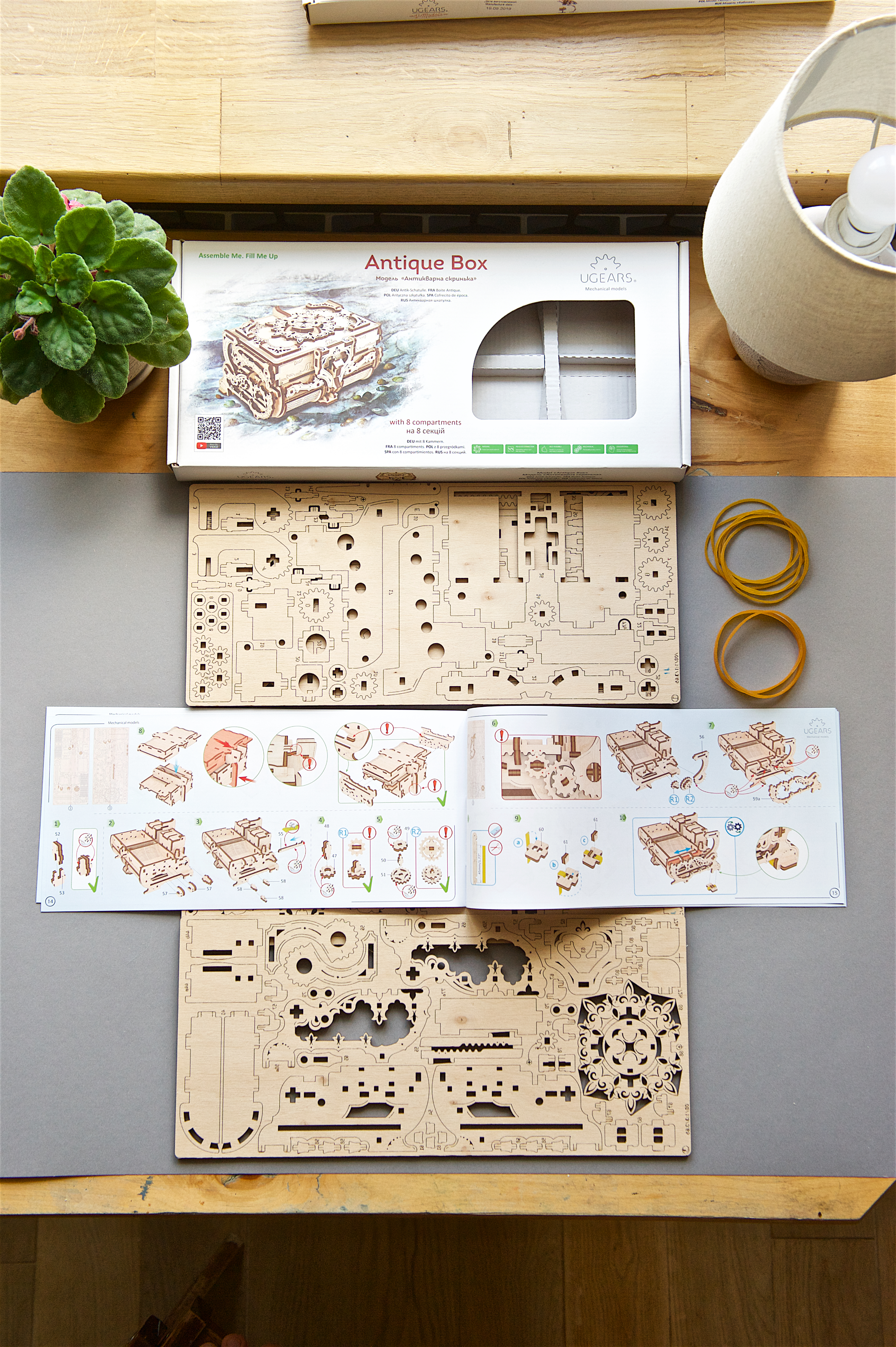 Mô Hình Gỗ Cơ Khí - Ugears Antique box - Hộp nữ trang, Chính hãng Ugears, nhập khẩu nguyên bộ EU, mô hình lắp ráp 3D, Đồ chơi trí tuệ DYI