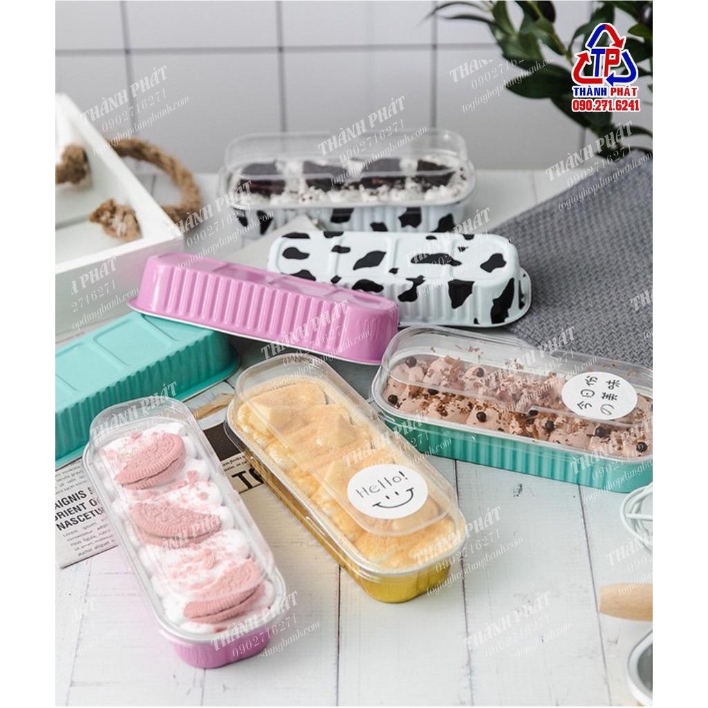 100 hộp thiếc chữ nhật nhiều màu - đế bạc đựng bánh oreo cheesecake, tiramisu, mouus - nướng trực tiếp bánh pizza