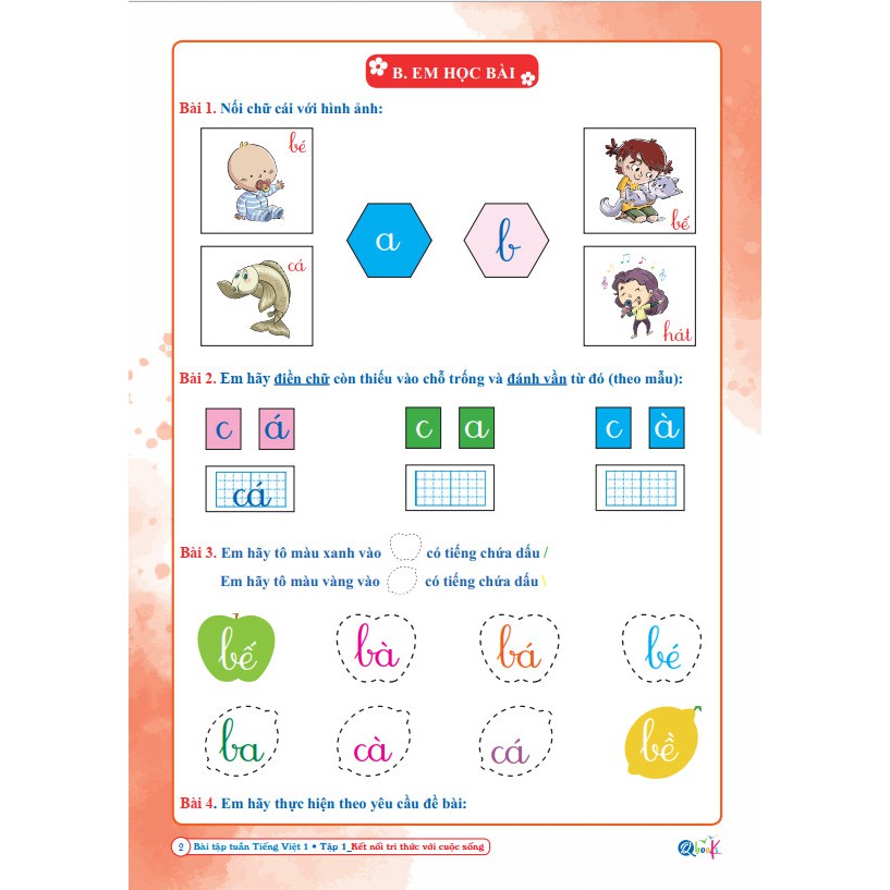 Sách - Combo Bài Tập Tuần và Đề Kiểm Tra Tiếng Việt 1 - Kết nối tri thức với cuộc sống - Học Kì 1