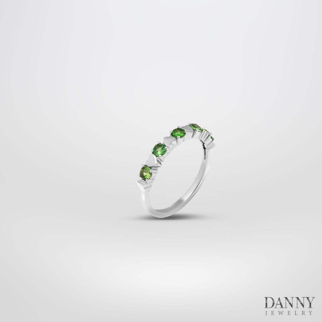 Nhẫn Nữ Danny Jewelry Bạc 925 Xi Rhodium Đính 5 Viên Đá Garnet N0110